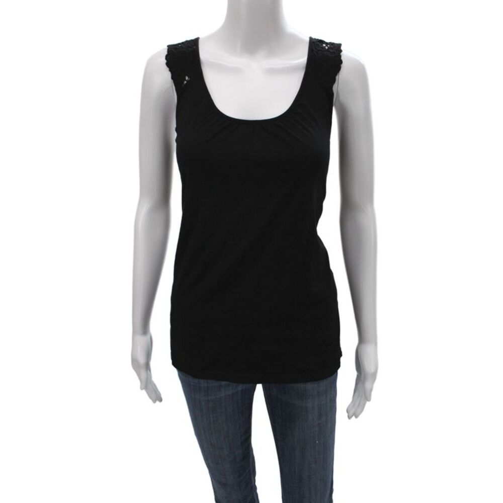 Velvet by Graham & Spencer Women Black Scoop Neck Tank Cotton Size S